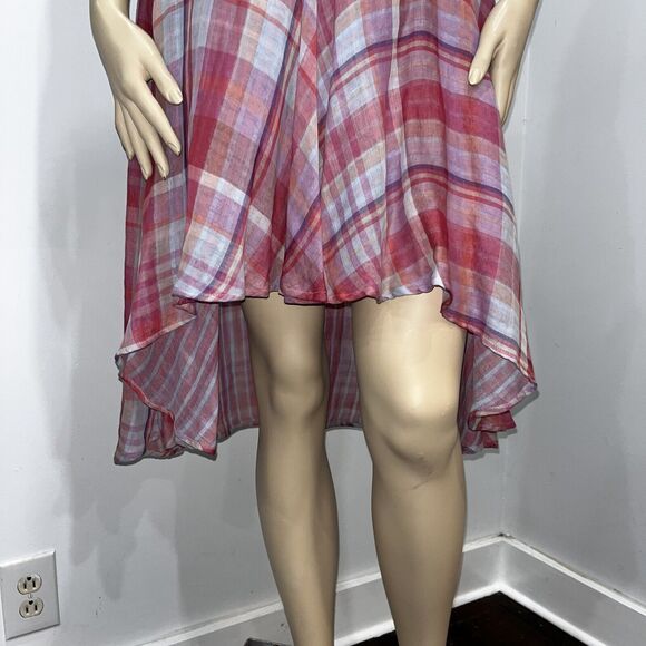 Anthropologie Maeve Pippa Plaid Seersucker Madras Summer Dress Size Small PInk - Picture 5 of 8